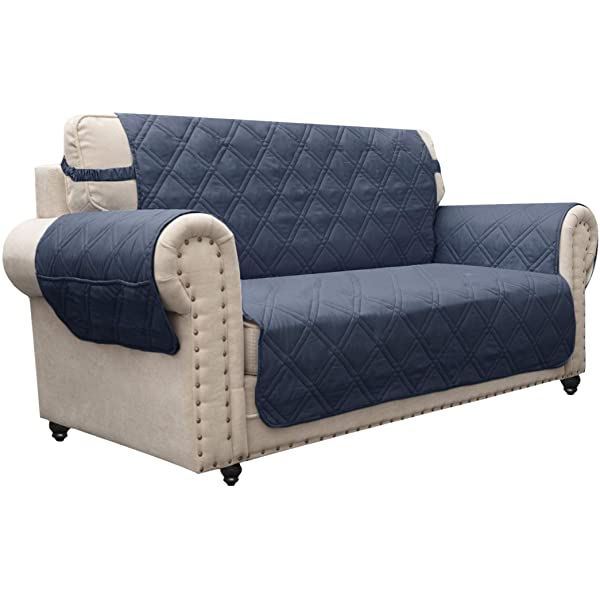 Ameritex Loveseat Cover Water-Resistant Quilted Furniture Protector with Back Nonslip Paws Slipcover for Dogs, Kids, Pets Loveseat Slipcover Stay in Place for Leather (46