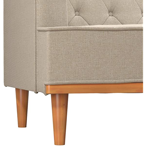 Mr. Kate Stella Vintage Convertible Sofa Bed Futon, Tan Linen