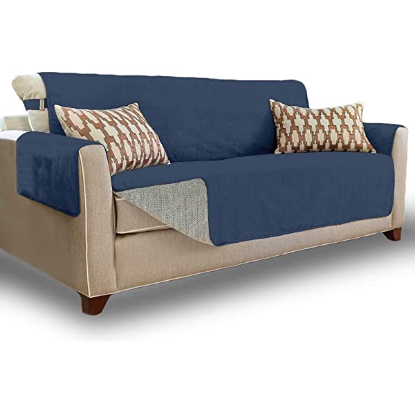 Gorilla Grip original soft suede sofa cover, XL size, 70 inches seat width, patent non-slip durable furniture cover, with shoulder strap, washable dog, children, pet sofa cover, dark gray 70