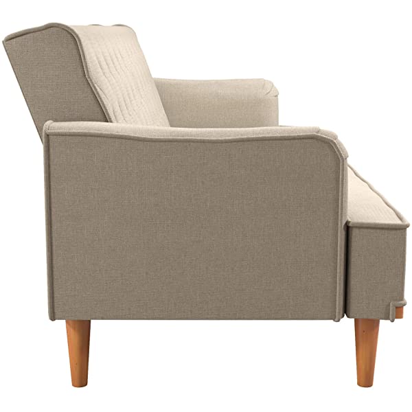 Mr. Kate Stella Vintage Convertible Sofa Bed Futon, Tan Linen