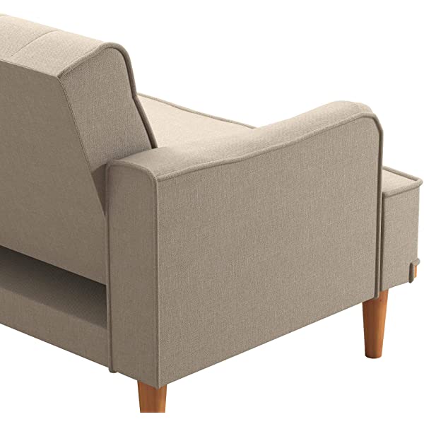 Mr. Kate Stella Vintage Convertible Sofa Bed Futon, Tan Linen