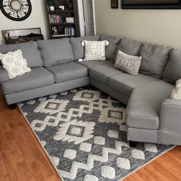 MODERN LARGE SET L-SHAPED MICROFIBRE SOFA WITH DOUBLE-SIDED LOUNGE OTTOMAN FOR LIVING ROOM FURNITURE