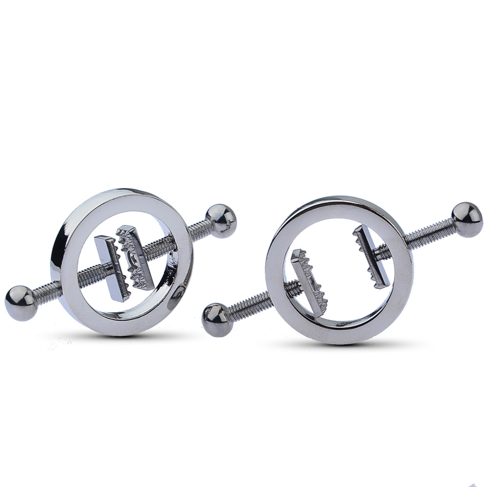 Kinklair Heavy-Duty Screw Nipple Clamps _ Silver Stainless Steel