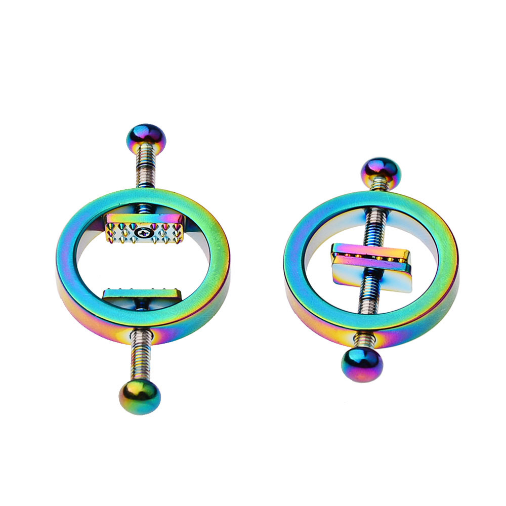 Kinklair Heavy-Duty Screw Nipple Clamps _ Rainbow Titanium