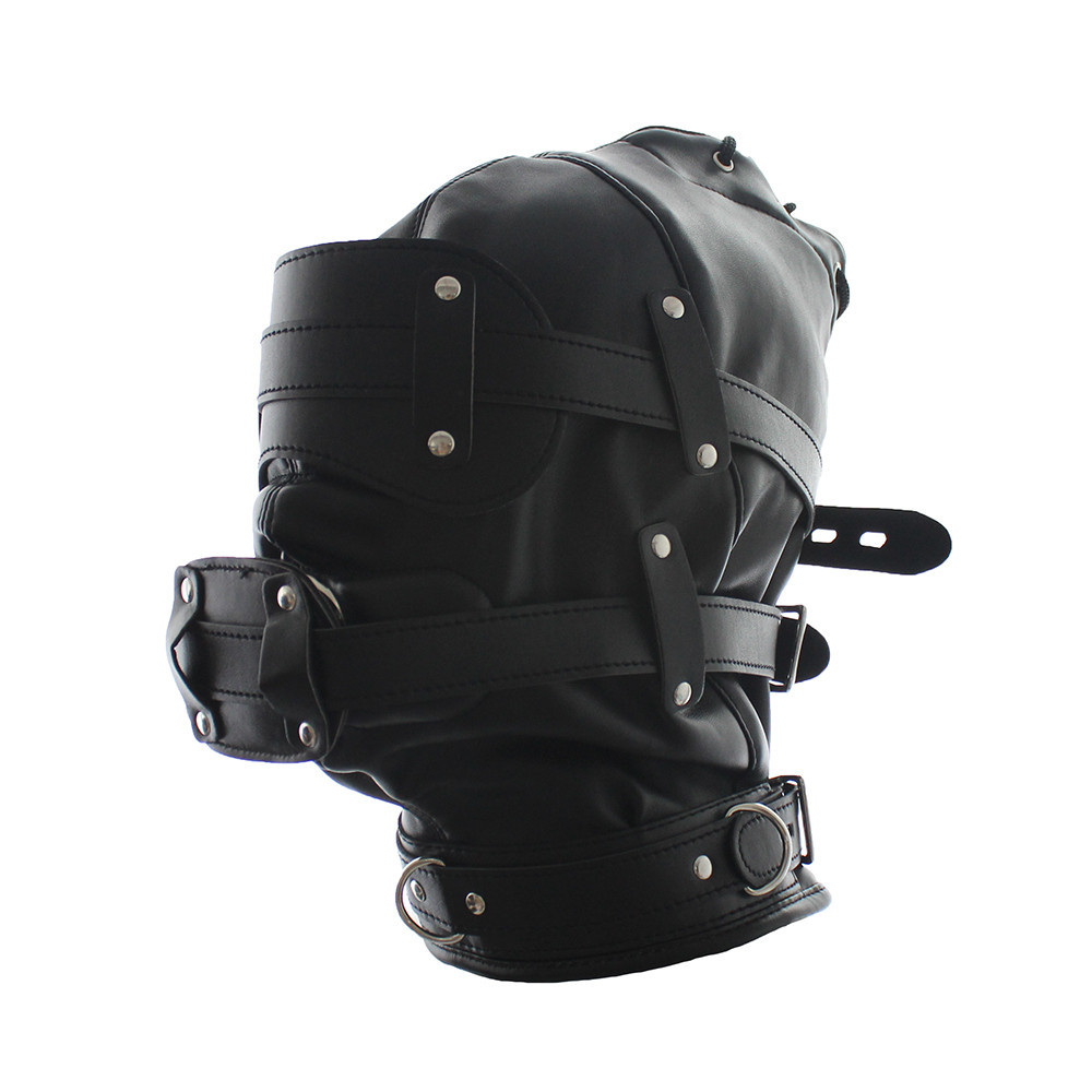 Kinklair Black Discipline Hood _ Detachable Blindfold & Dual-Use Dildo Gag