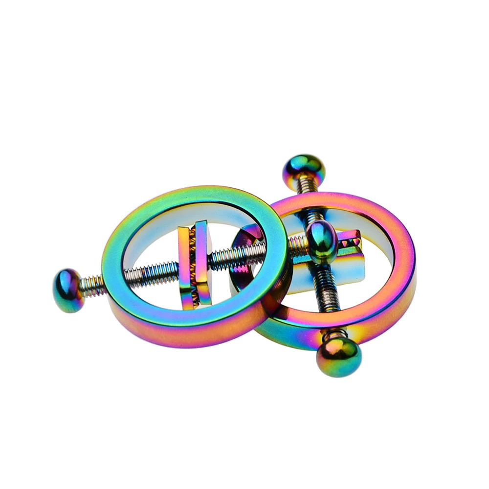 Kinklair Heavy-Duty Screw Nipple Clamps _ Rainbow Titanium