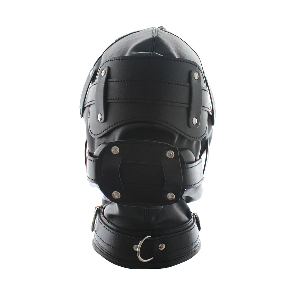 Kinklair Black Discipline Hood _ Detachable Blindfold & Dual-Use Dildo Gag