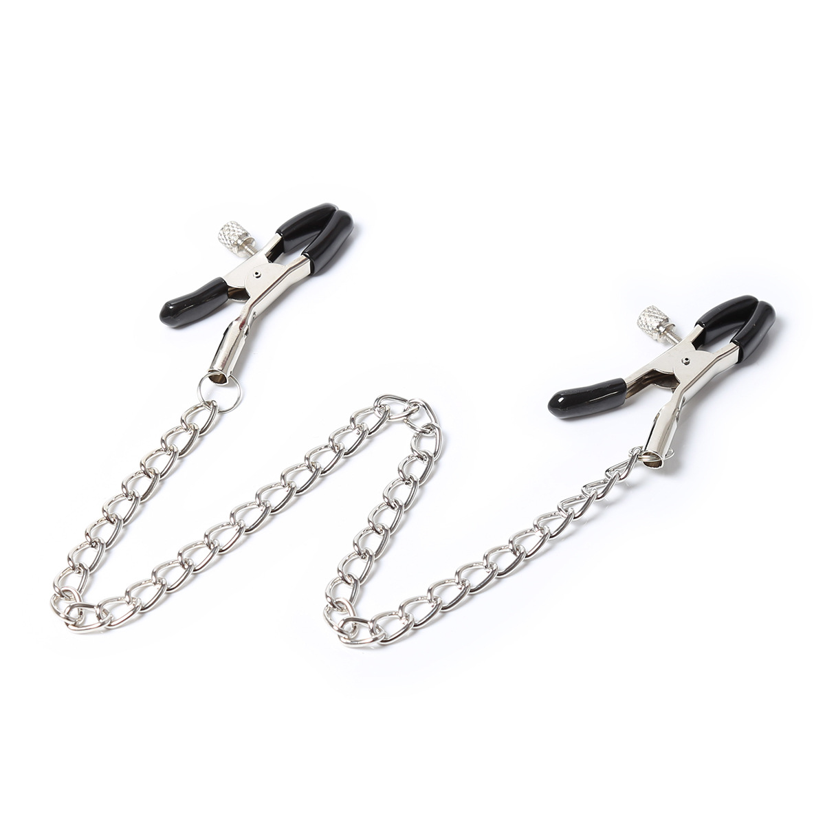 Kinklair Adjustable Alligator Nipple Clamps _ Silver with Black Silicone Tips