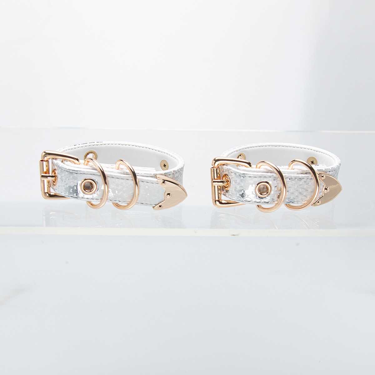 Faux Snakeskin Fetish Cuffs – Puppy Play Wrist Restraints (White-Gold / Black-Gold / Brown-Gold)