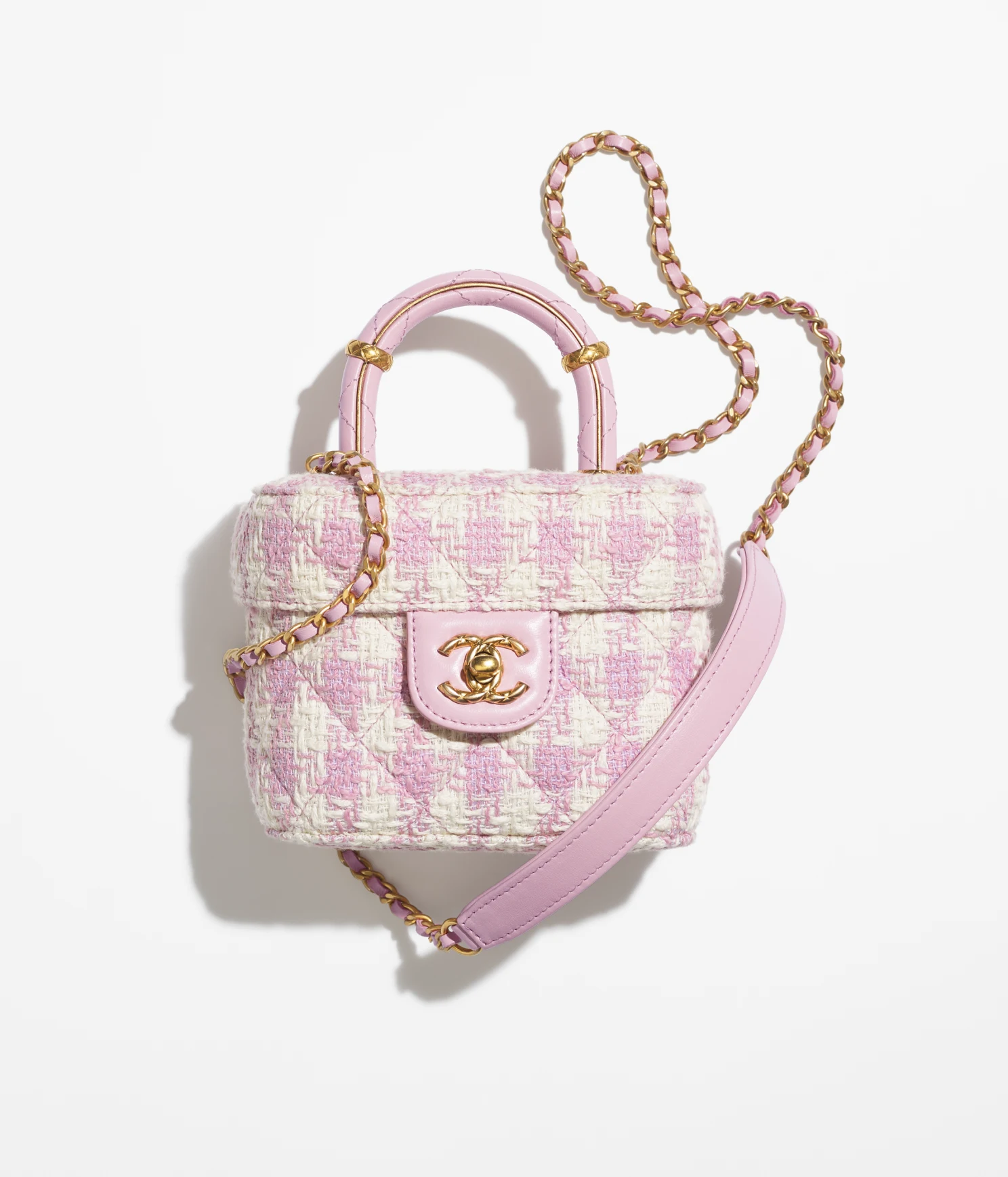 SMALL VANITY CASE-Pink & Ecru