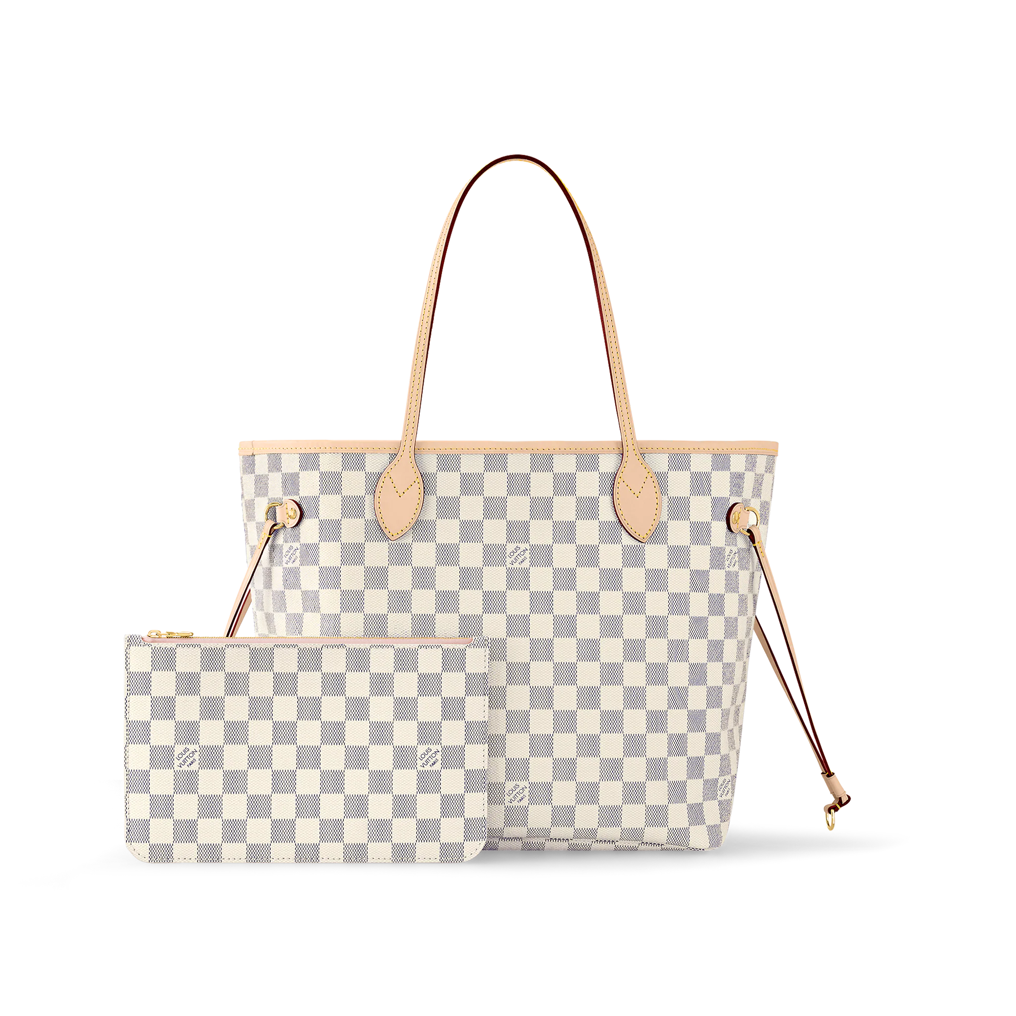 Louis Vuitton N40603 Neverfull MM Rose Ballerine Damier Azur Canvas