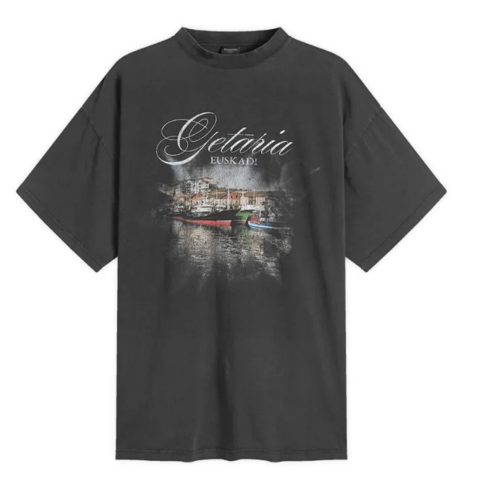 BALENCIAGA GETARIA TUBULAR OVERSIZED T-SHIRT Faded Washed Black
