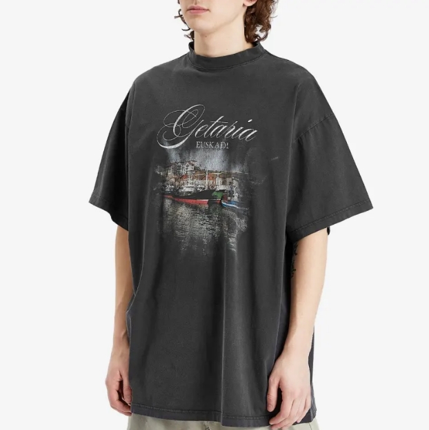 BALENCIAGA GETARIA TUBULAR OVERSIZED T-SHIRT Faded Washed Black