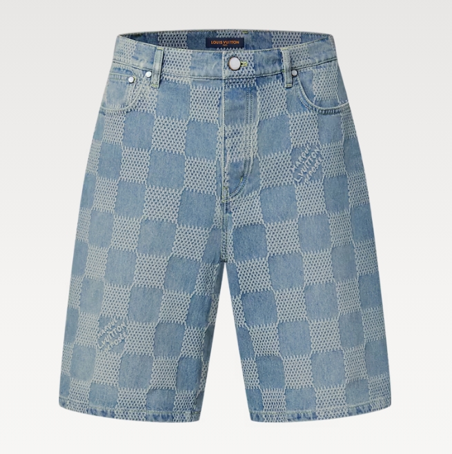 1AHVDR Damier 3D Light Denim Shorts