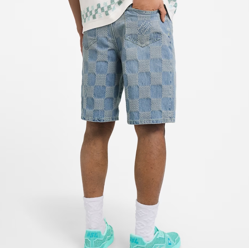 1AHVDR Damier 3D Light Denim Shorts