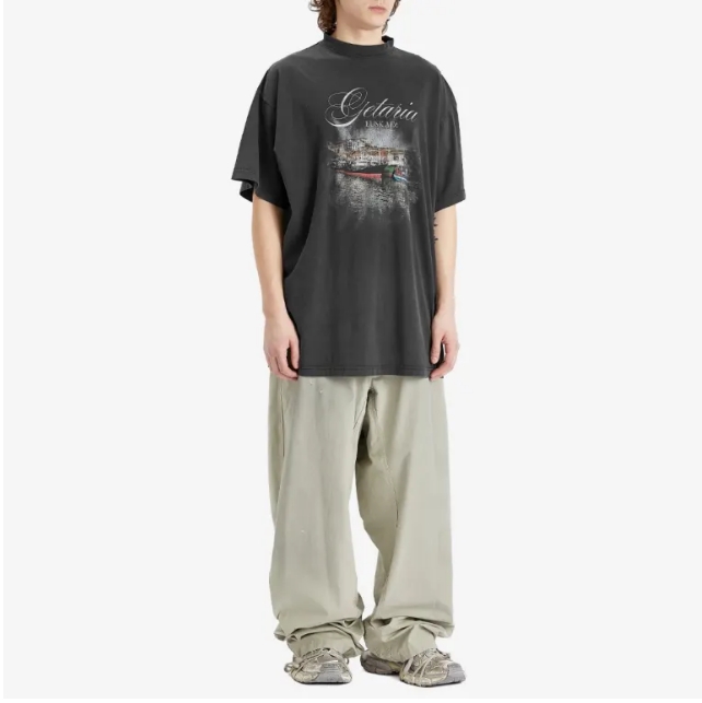 BALENCIAGA GETARIA TUBULAR OVERSIZED T-SHIRT Faded Washed Black