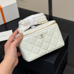 Chanel Classic Small Vanity in White Caviar and LGHW