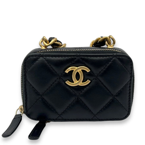 Chanel CC Crossbody Bag Black in Lambskin, Gold hardware