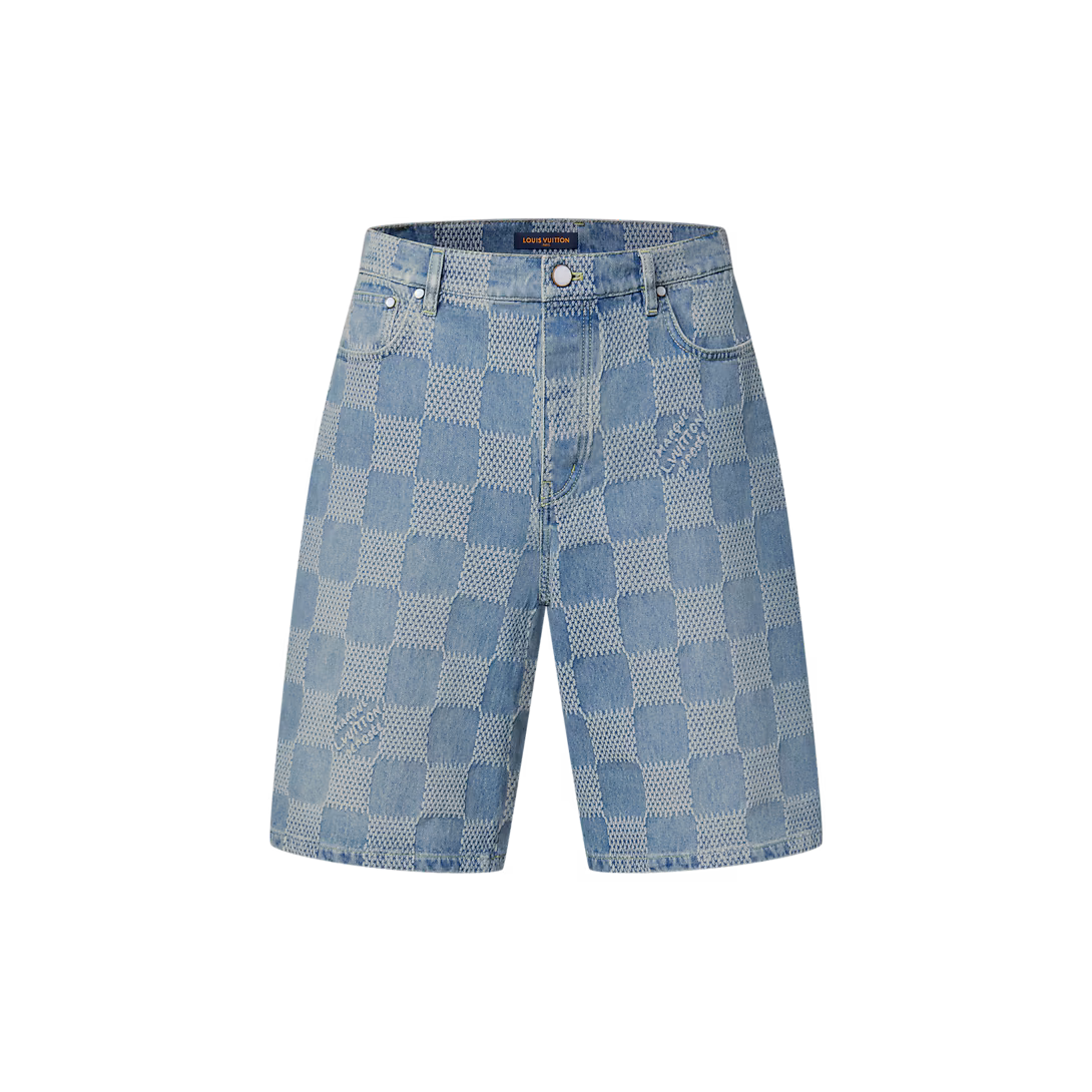 1AHVDR Damier 3D Light Denim Shorts