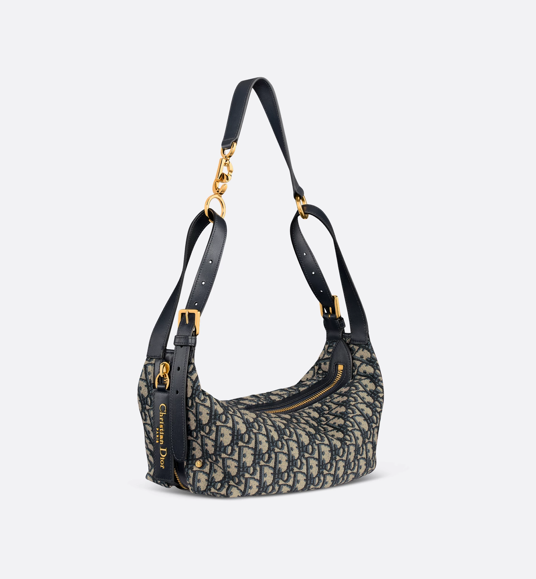 DIOR Small D-Journey Bag-Blue Dior Oblique Jacquard