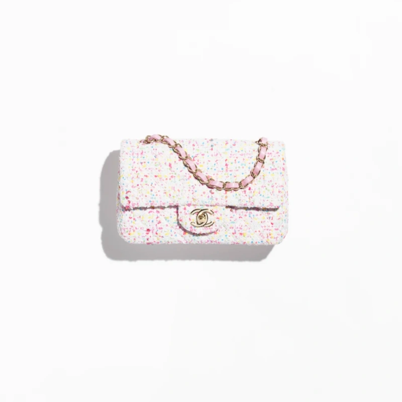 CHANEL Mini Classic Handbag-White, Blue & Pink
