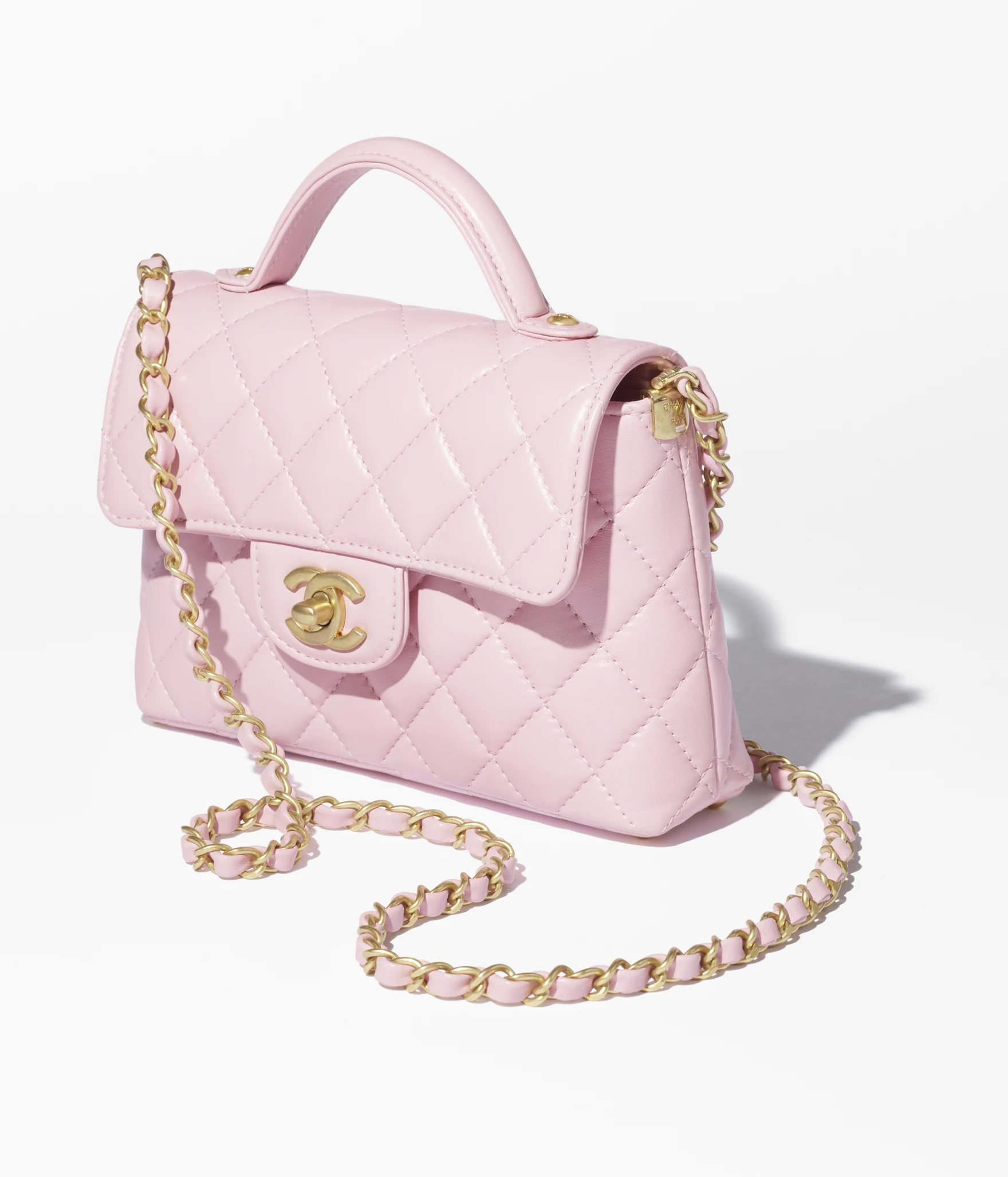 CHANEL Small Flap Bag With Top Handle-Light Pink