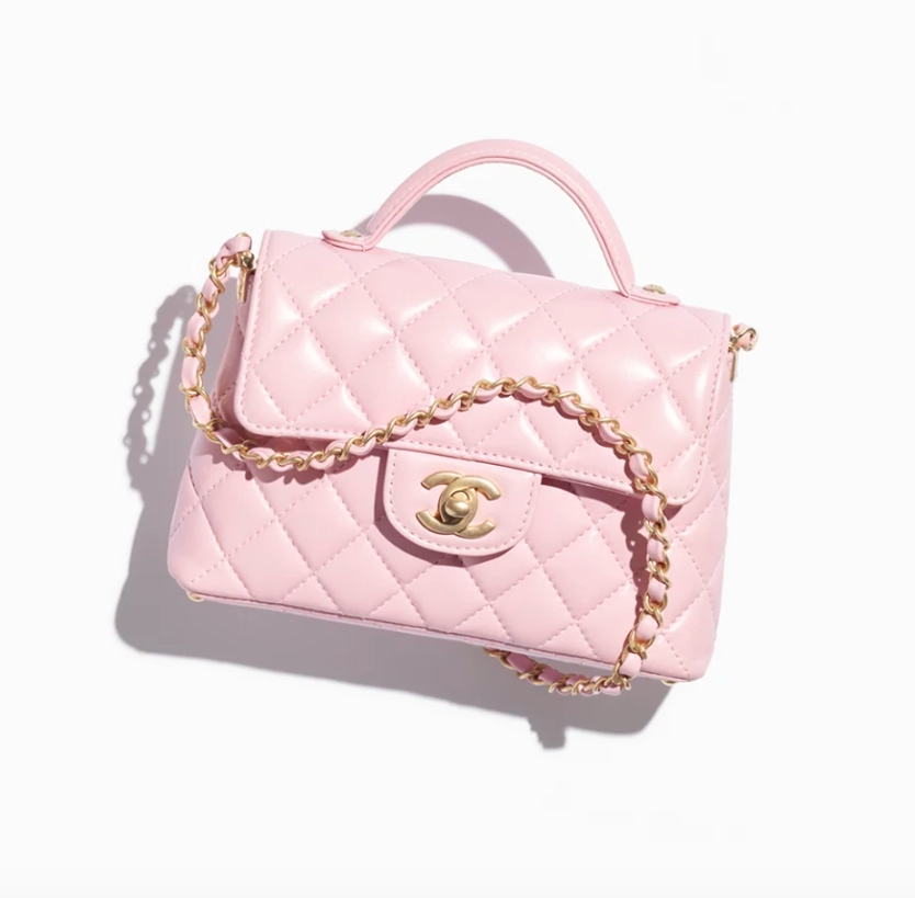 CHANEL Small Flap Bag With Top Handle-Light Pink