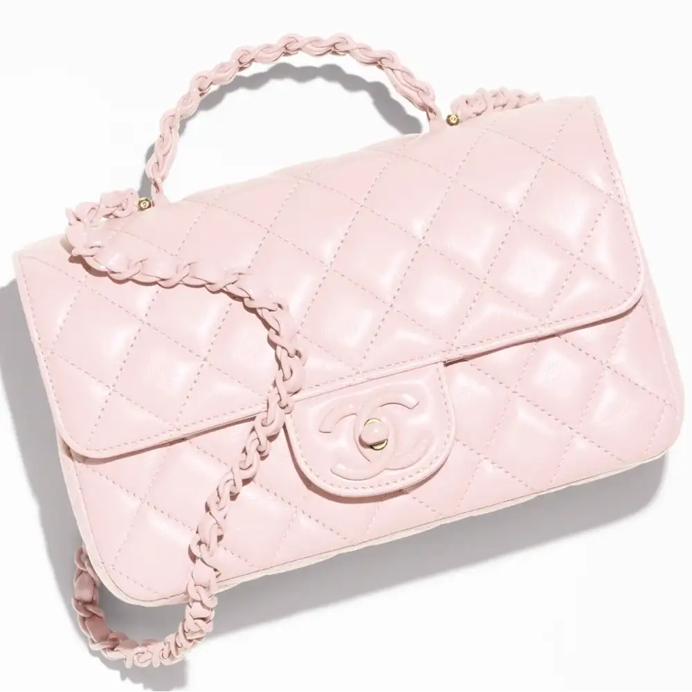 Chanel Mini Flap Bag with Top Handle-Light Pink