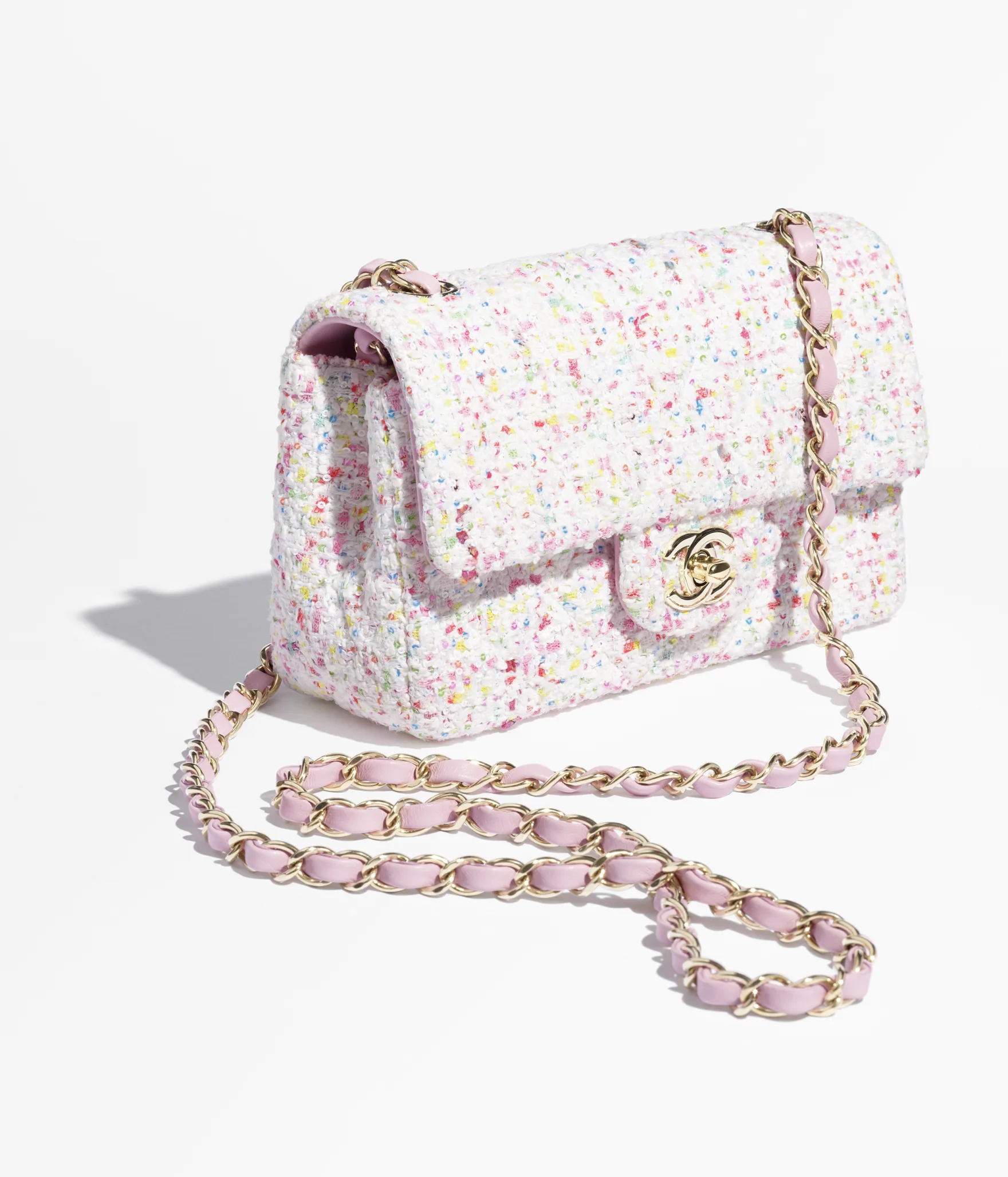 CHANEL Mini Classic Handbag-White, Blue & Pink