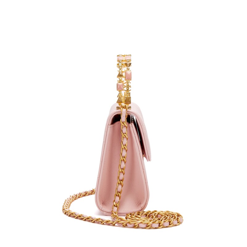 Chanel Baby Pink Quilted Lambskin Top Handle Flap Bag Gold Hardware, 2022