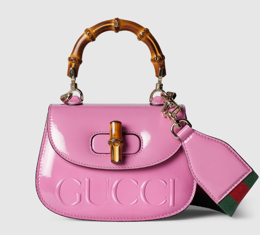 Gucci Bamboo 1947 mini bag Variation pink patent leather