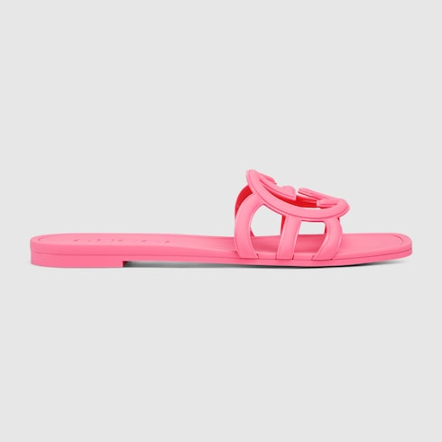 Gucci Women's Interlocking G slide sandal Variation dark pink rubber