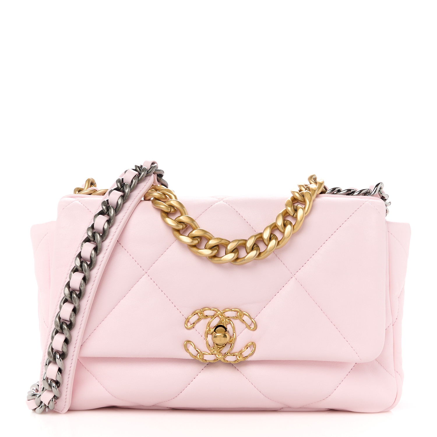 Chanel Lambskin Quilted Medium Chanel 19 Flap Light Pink