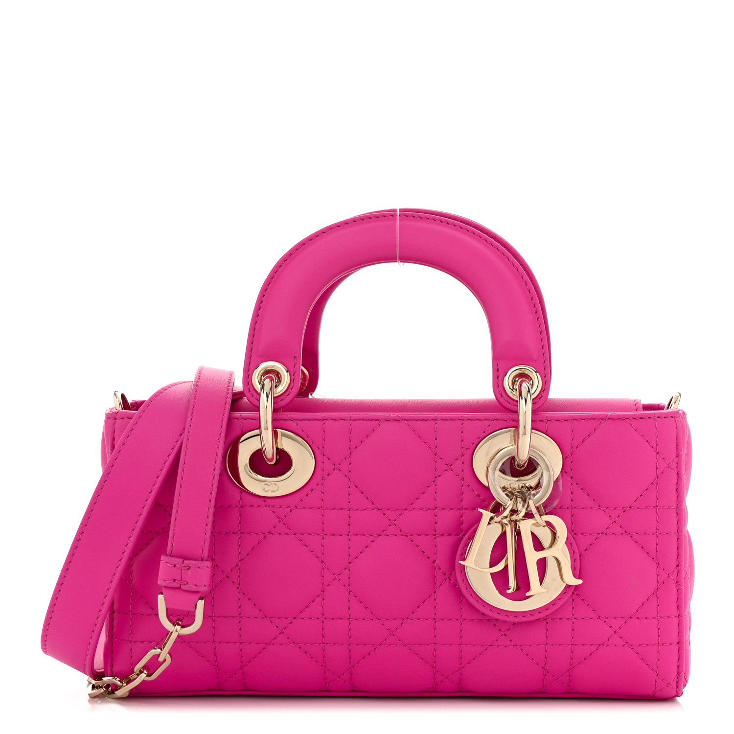 CHRISTIAN DIOR Lambskin Cannage Small Lady D-Joy Fuchsia
