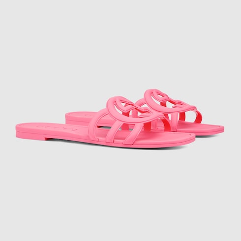 Gucci Women's Interlocking G slide sandal Variation dark pink rubber