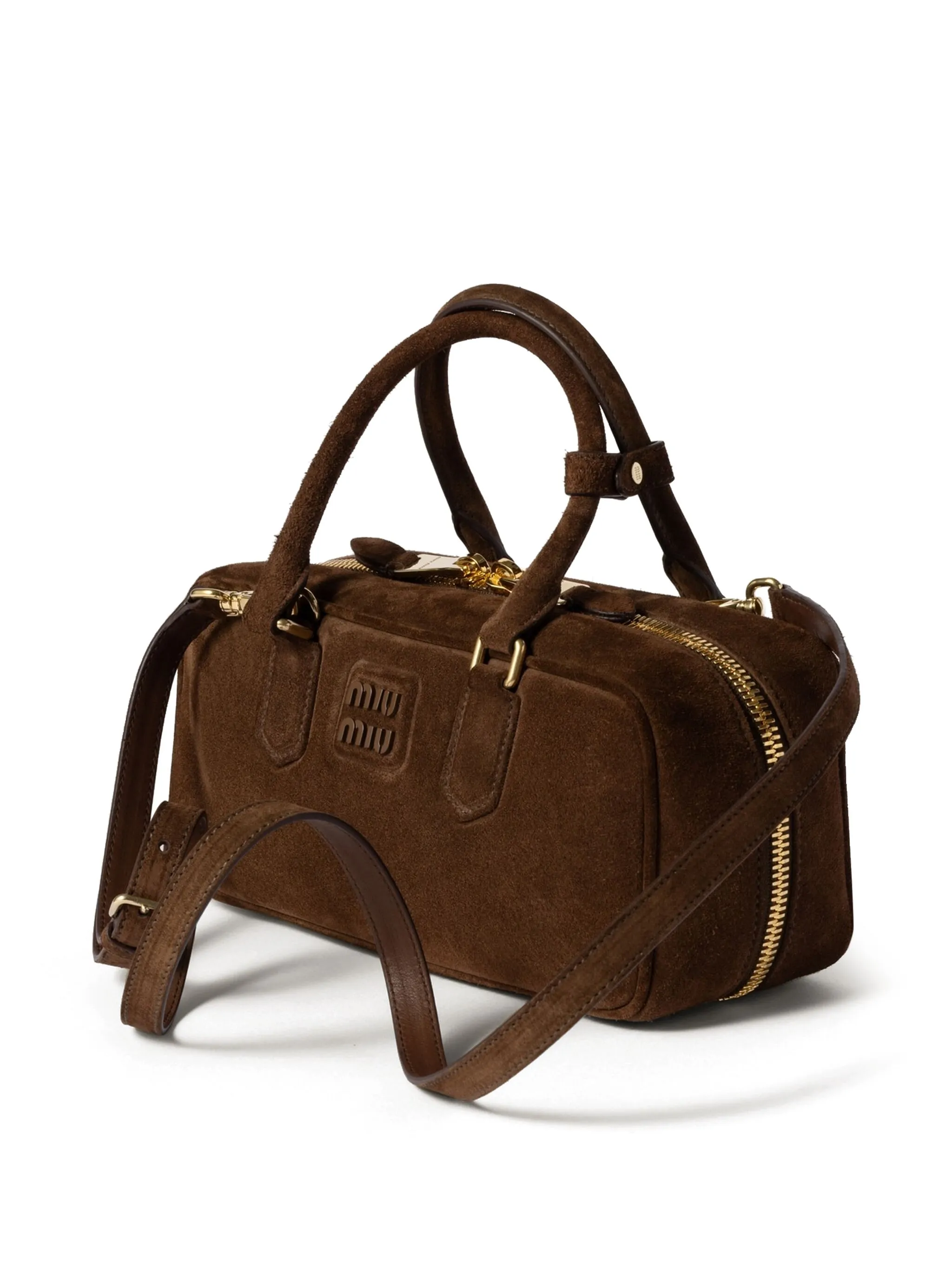 MiuMiu Arcadie padded suede top-handle bag