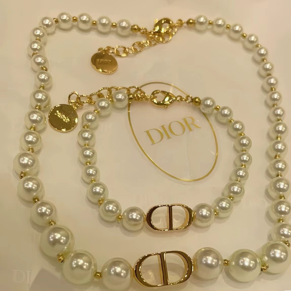 Dior Pearl Necklace+Bracelet