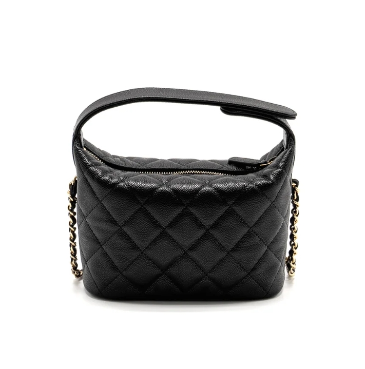 Chanel 25C Quilted Chain Hobo Black Caviar