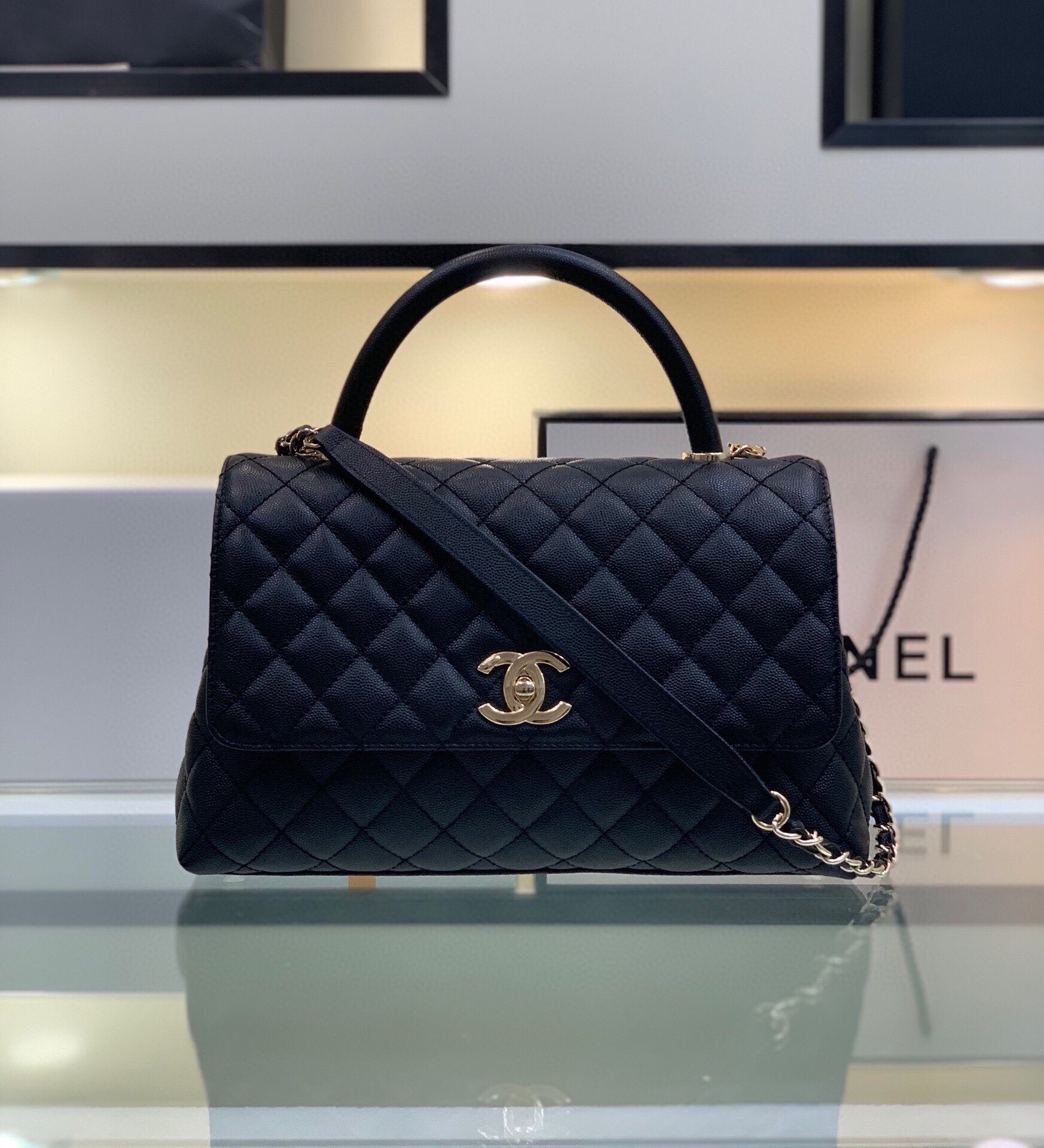 Chanel Coco Handle Bag Caviar-Black