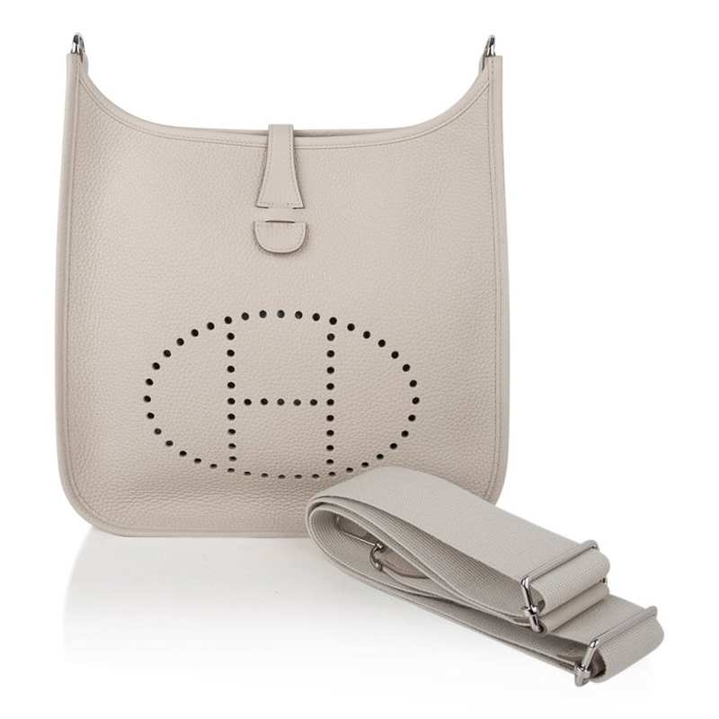 Evelyne PM Bag Beton Palladium Hardware Clemence Leather New w/Box