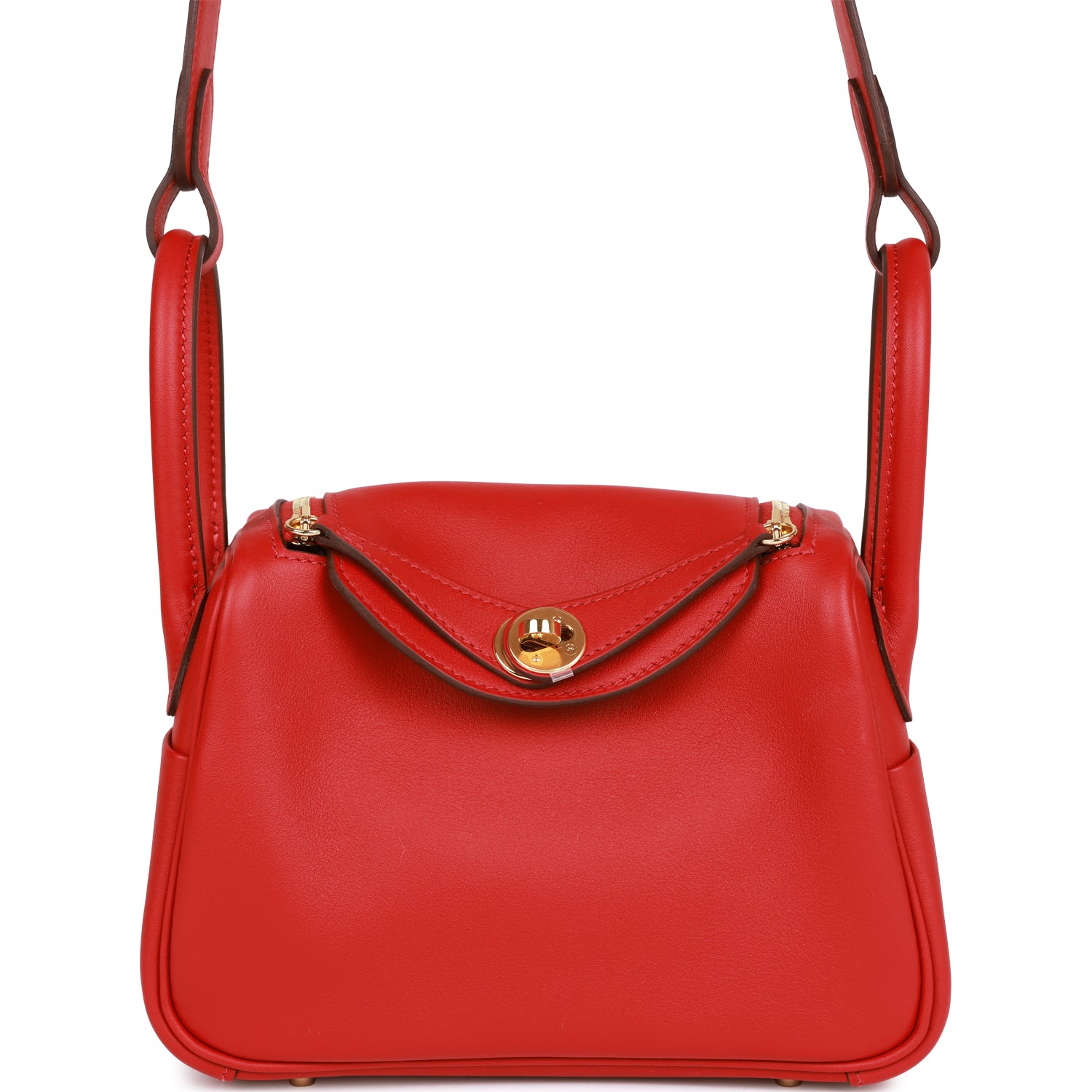 Herm��s Mini Lindy Rouge Piment Swift Gold Hardware
