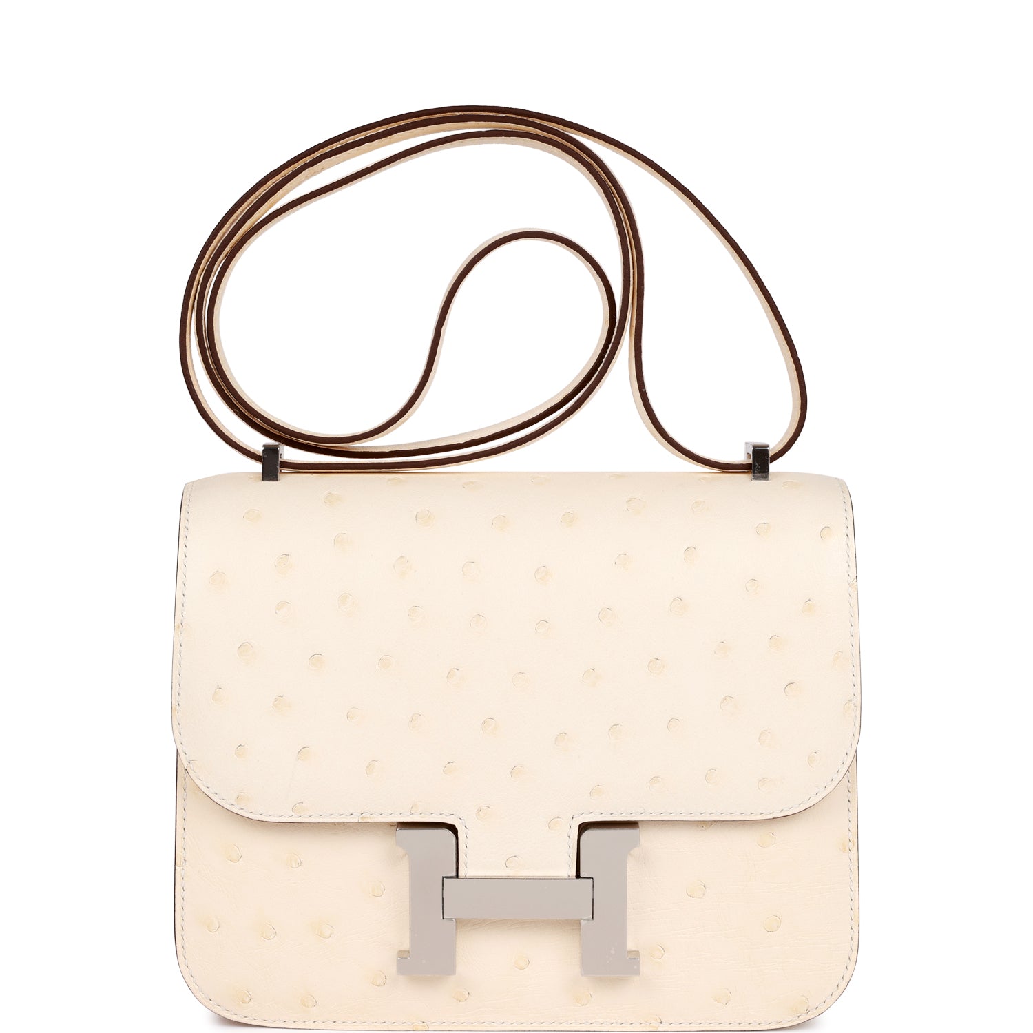 Herm��s Constance 18 Nata Ostrich Palladium Hardware