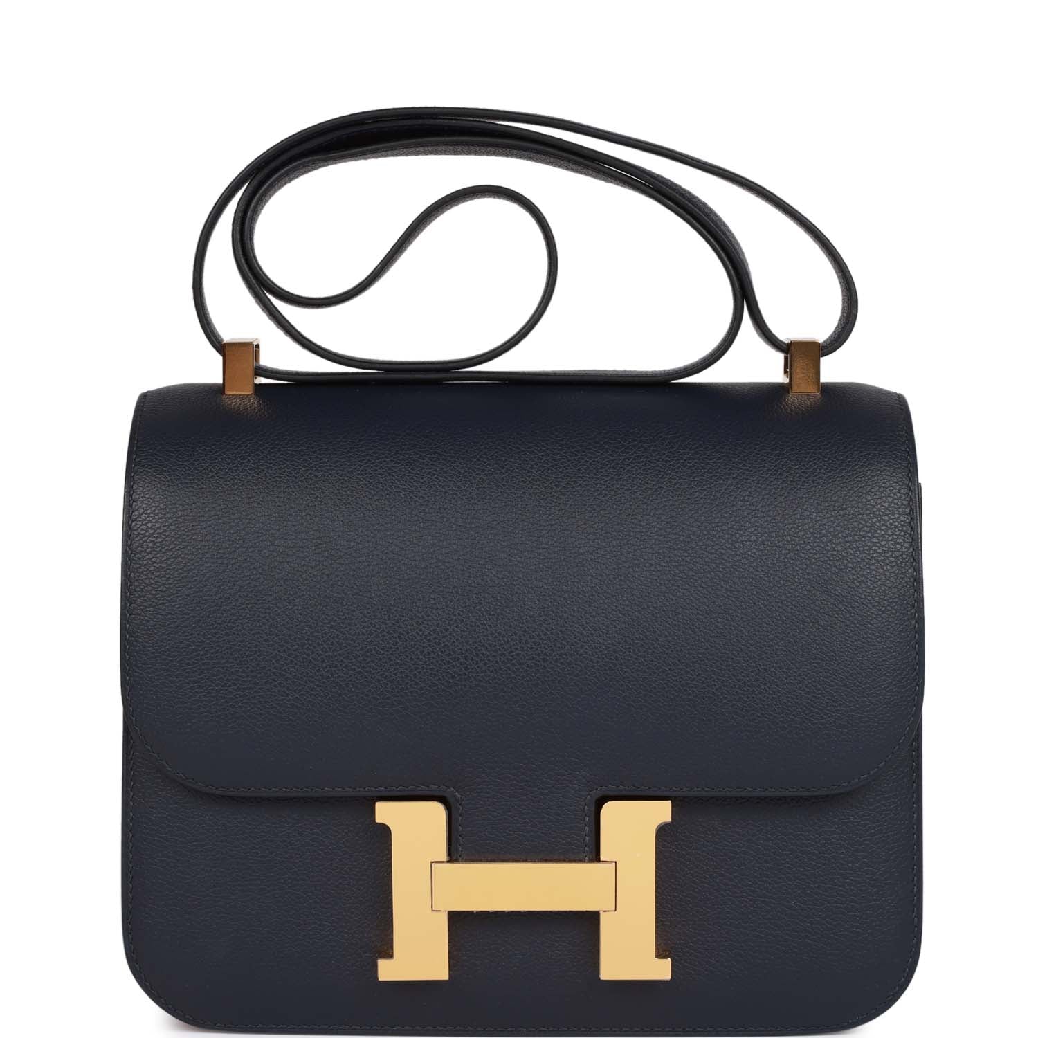 Herm��s Constance 24 Bleu Nuit Evercolor Gold Hardware