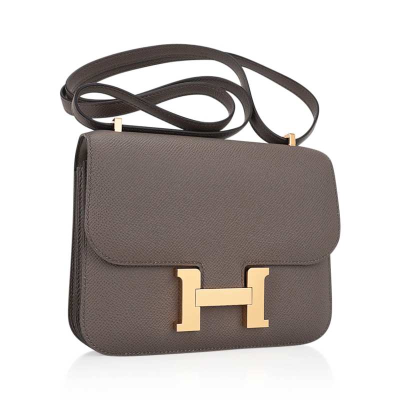 Mini Constance 18 Bag Etain Epsom Leather with Gold Hardware