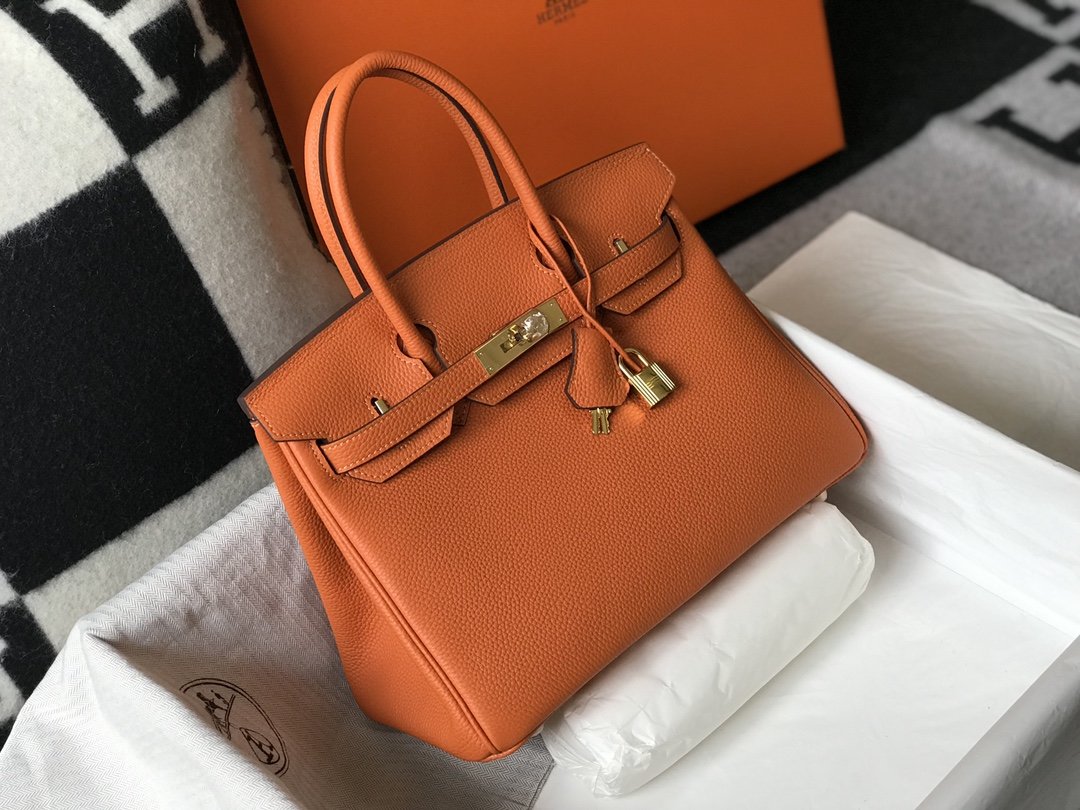 Hermes Birkin Orange Togo Gold Hardware Bag For Women, Women��s Handbags, Shoulder Bags 30cm/12in