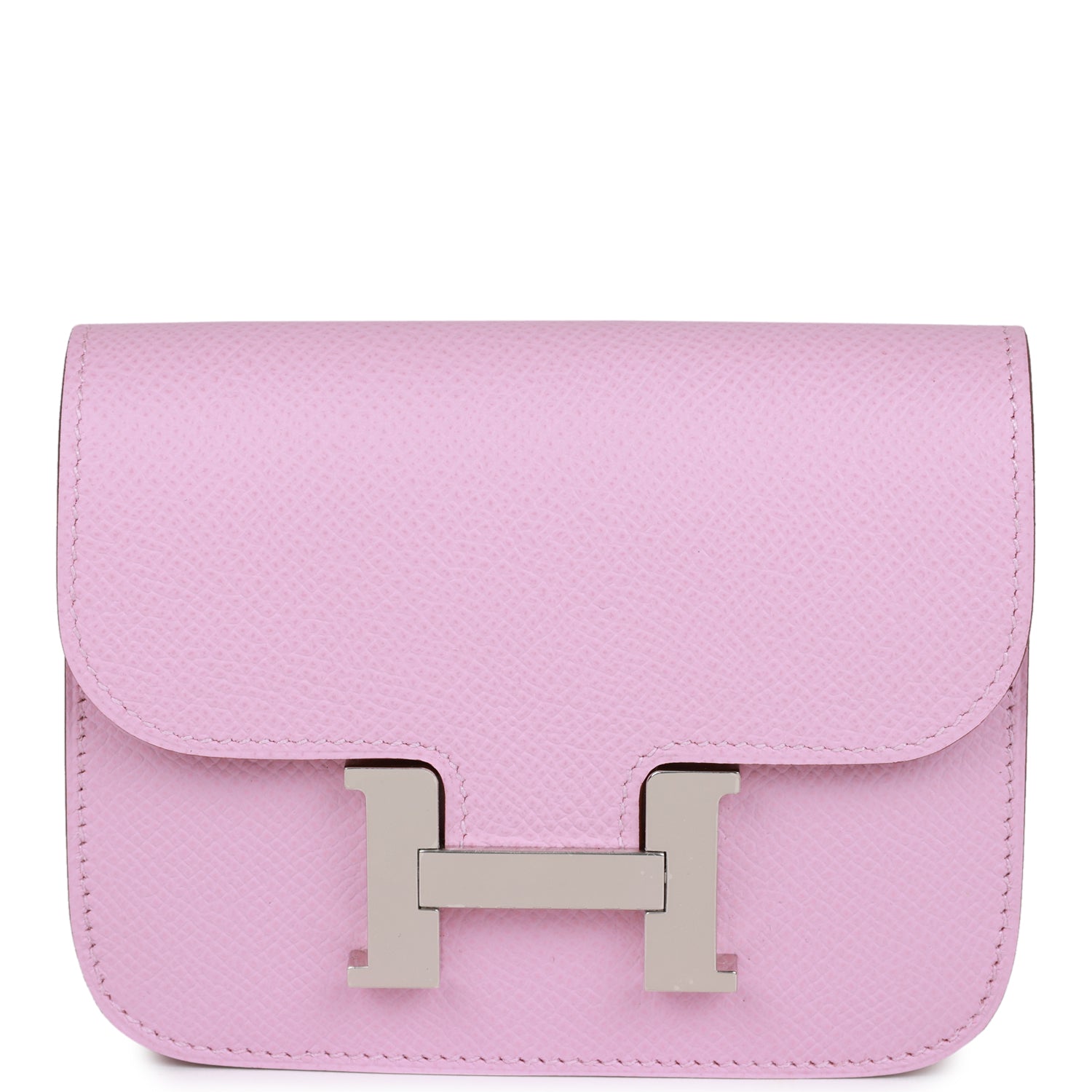Herm��s Constance Slim Wallet Mauve Sylvestre Epsom Palladium Hardware