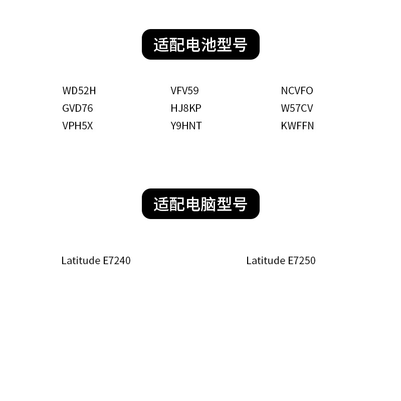 Compatible Dell WD52H Latitude E7240 E7250 VFV59 W57CV Laptop Battery