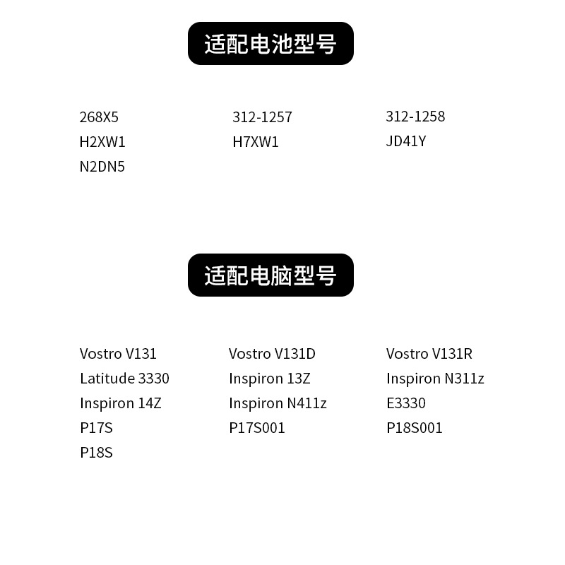Compatible Dell 268X5 Vostro V131 Latitude 3330 Inspiron N311Z Laptop Battery