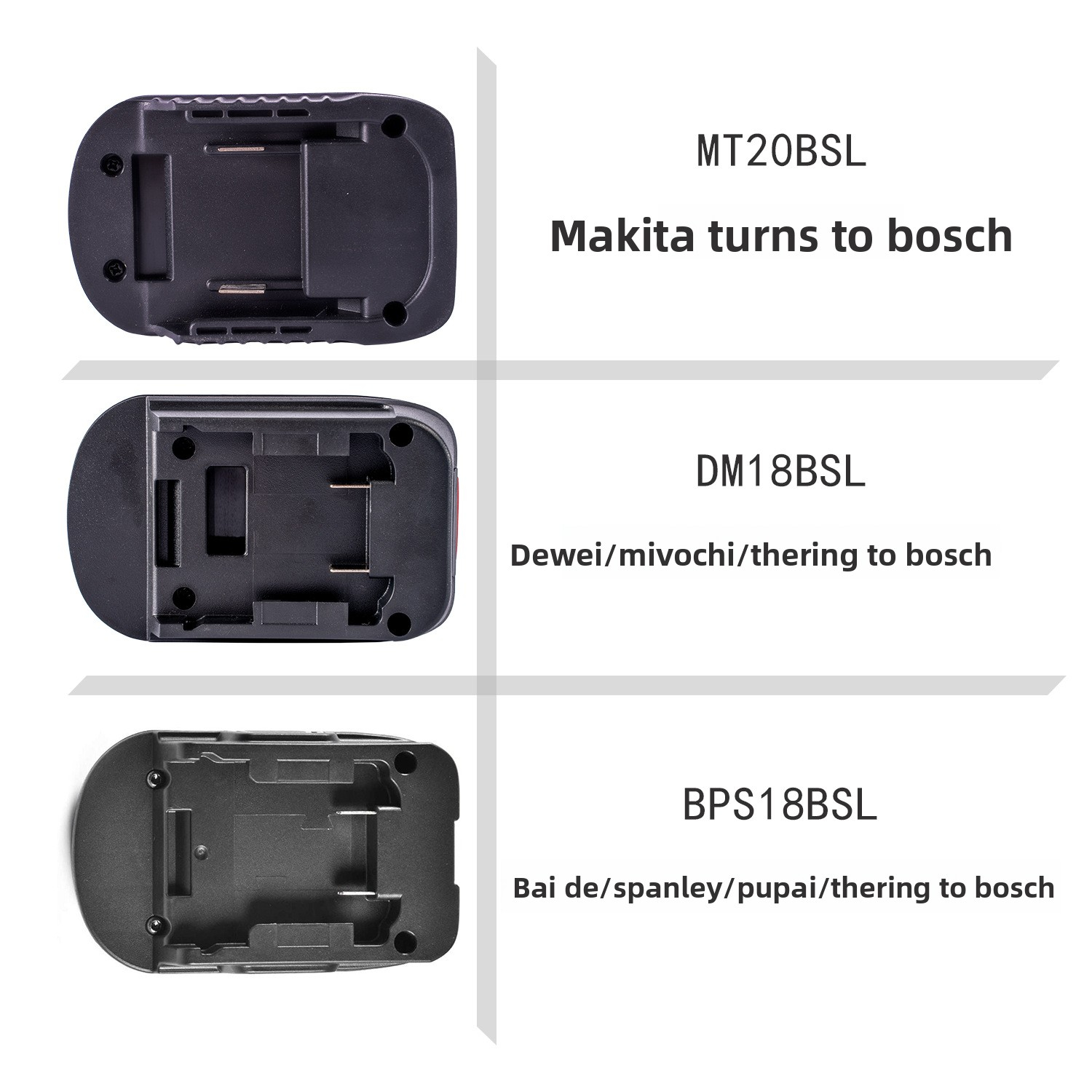 Replacement Adapter for Makita Dewalt MT20BSL DM18BSL BPS18BSL to Bosch 18~20V