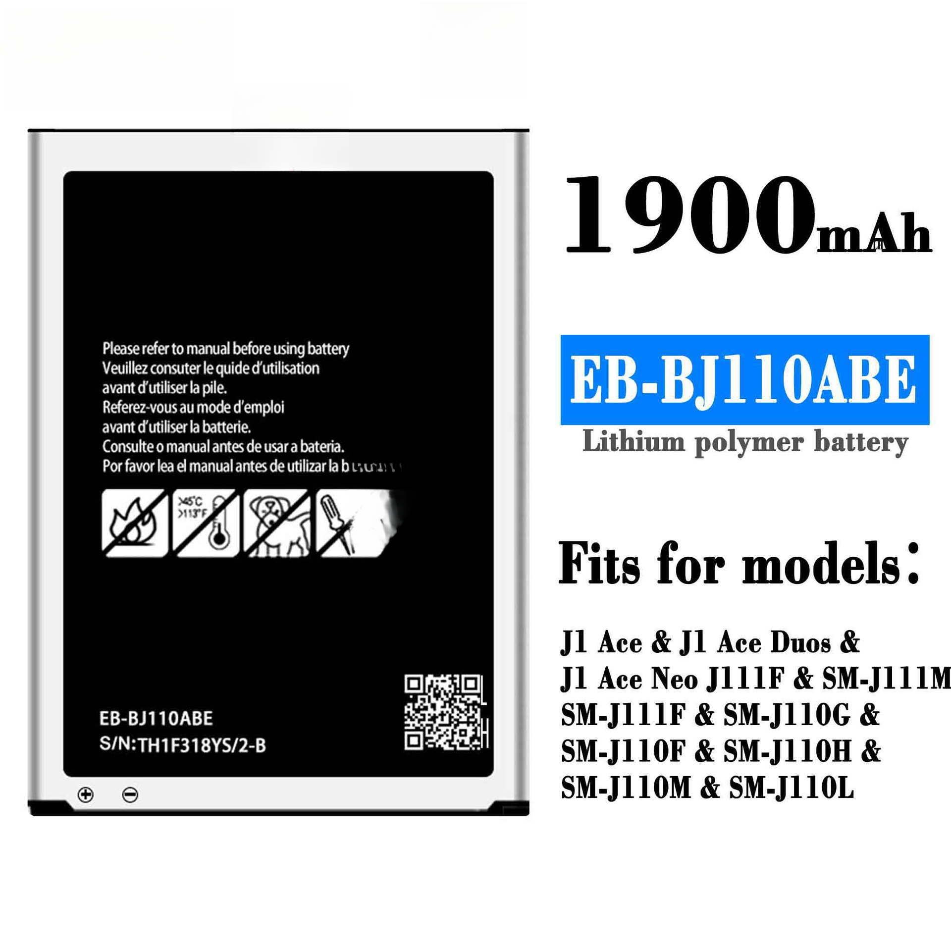 Compatible with Samsung J1 Ace/Duos External EB-BJ110ABE Battery
